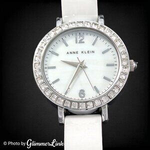 Anne Klein AK1443 White Ceramic Collection Clear Crystals Ladies Watch